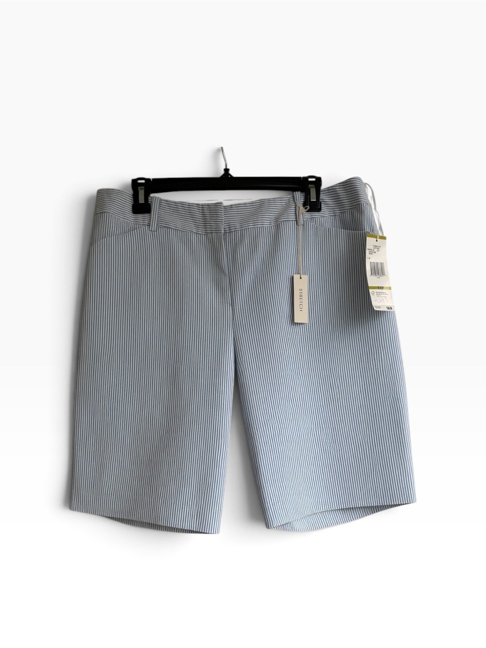Jones New York Women’s Light Blue Pinstripe Bermuda Shorts 14P NWT